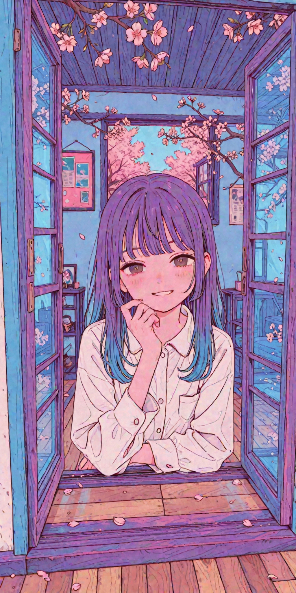 A cute japanese girl with long hair
