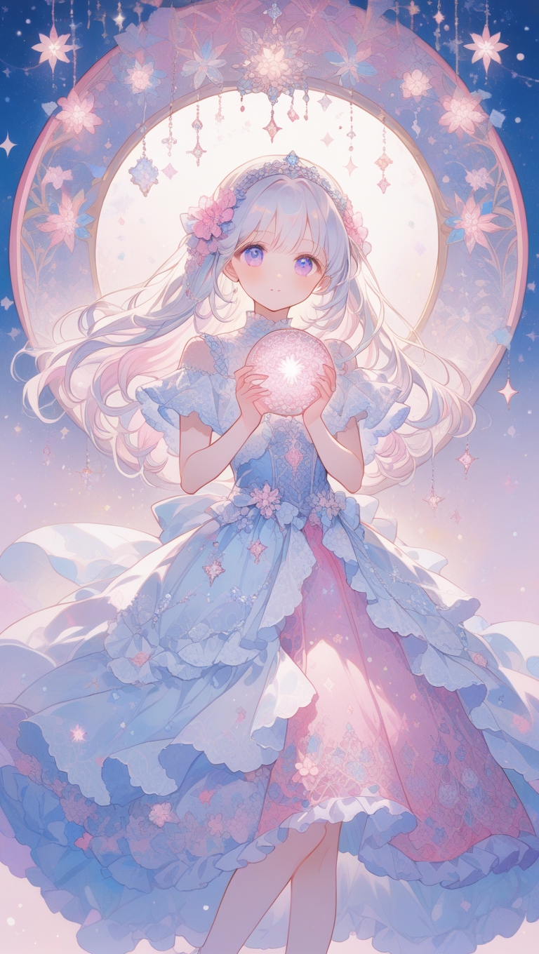 A beautiful anime girl with long white hair