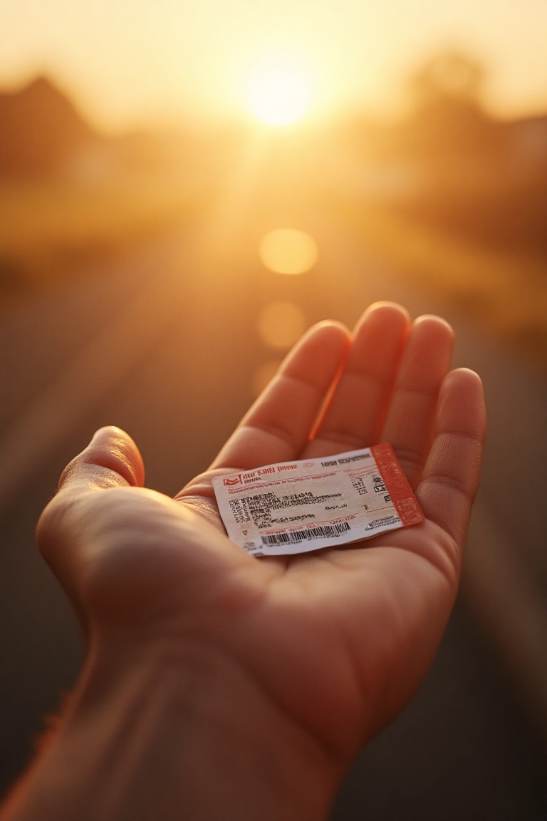 "Close-up of palm holding the ticket