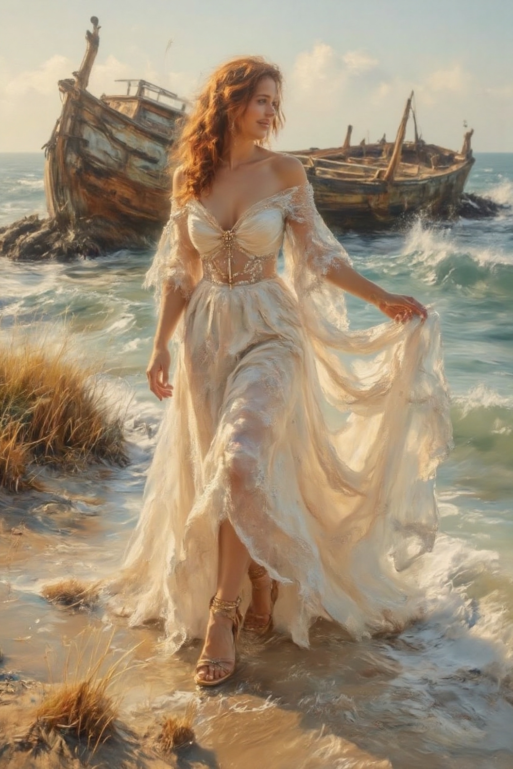 A hyper-realistic full-body portrait of a beautiful young woman