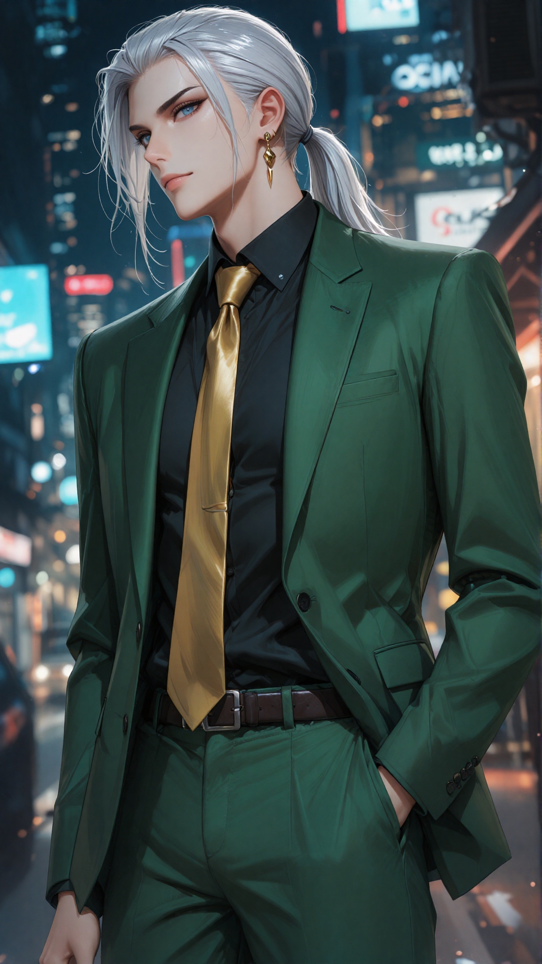 This is a digital art image depicting a handsome