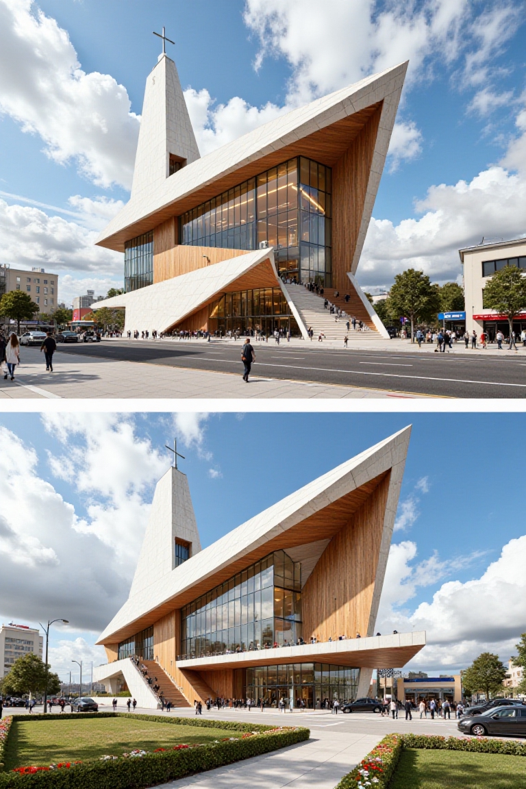 There are two section views above and below