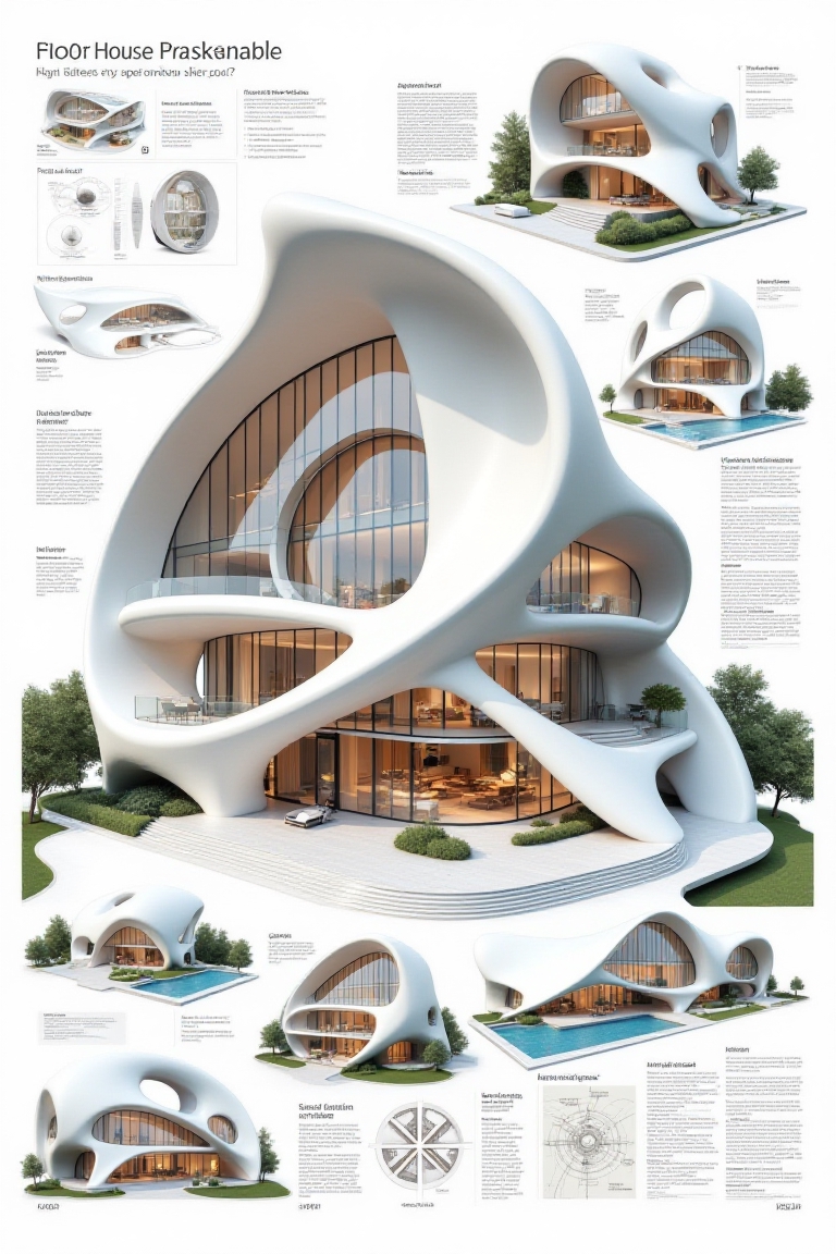 Ultra Professional architectural presentation board white mode of a