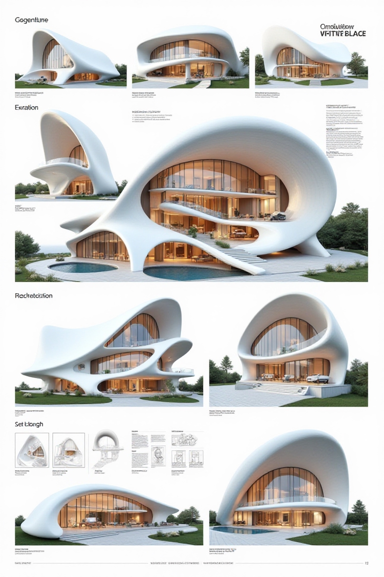 Ultra Professional architectural presentation board white mode of a