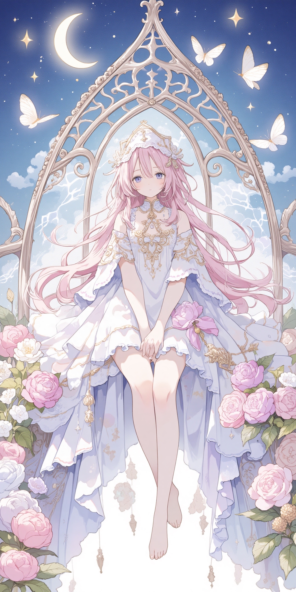 A pink-haired princess in the moonlight